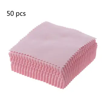 

50Pcs Pink Polishing Cleaning Cloth Jewelry Silver Gold Cleaner Jewelry Tools