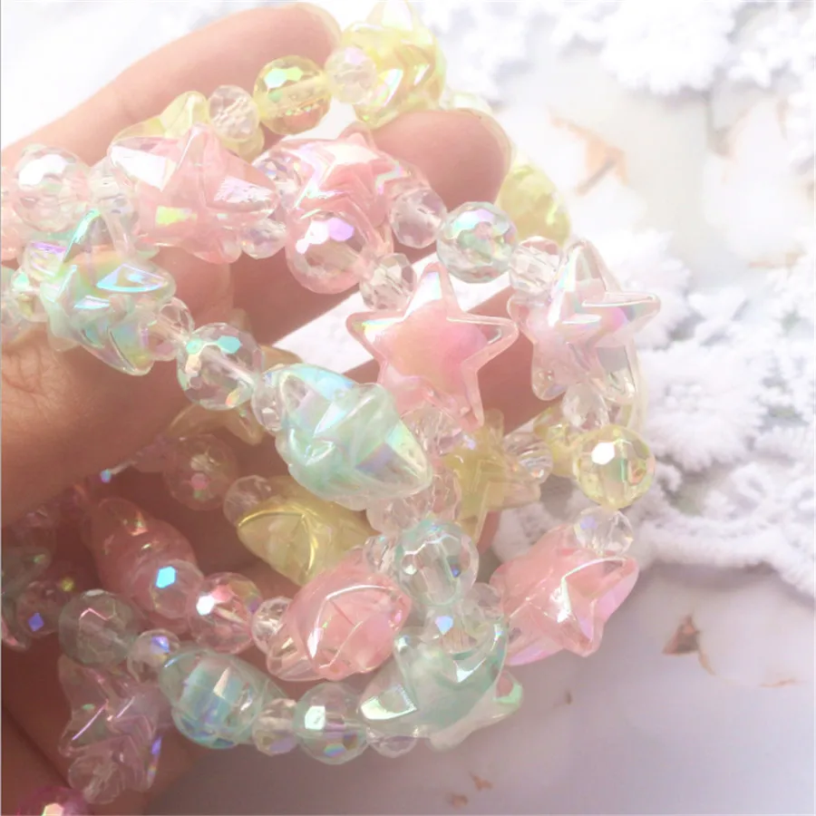 Handmade Lolita Girl Candy Color Start Bracelet Lolita Beads Bracelet Girl Jewelry D393,anime bracelet