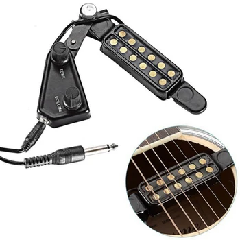 

12-hole Magnetic Transducer Acoustic Guitar Sound Hole Pickup with Tone Volume Controller Audio Cable Guitar Parts & Accessories