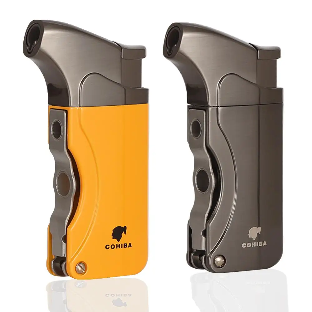 Pаспродажа Зажигалки COHIBA, металлическая ветрозащитная Бутановая газовая зажигалка, многоразовый фонарь, струйная Зажигалка для сигарет, прикуривател...