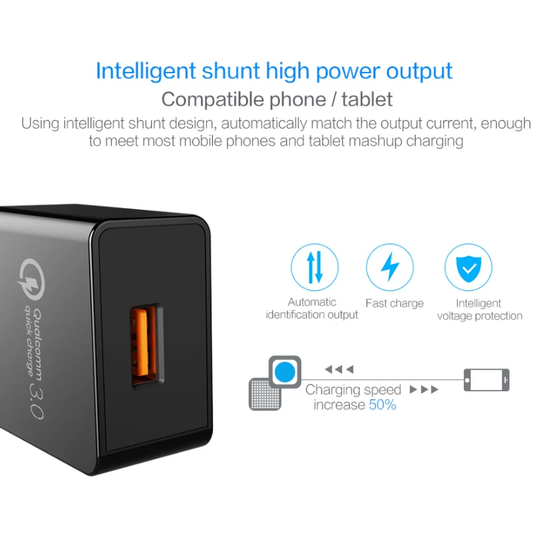 PZOZ usb зарядное устройство eu настенная вилка Быстрая зарядка QC 3,0 Портативный 18 Вт универсальный адаптер для мобильного телефона для xiomi huawei p10 lg g6