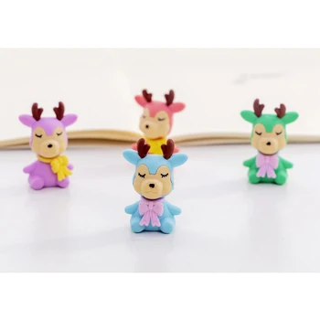 

48pcs/lot Lovely Color Deer rubber erase pencil writing correction Rubber Child Christmas gift learning stationery Supplies