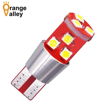 

100PCS T10 Led Canbus W5W Led Bulbs 168 194 9 SMD 3030 LED Dome Reading Lamp License Plate Light Car Interior Lights Auto 9-30v