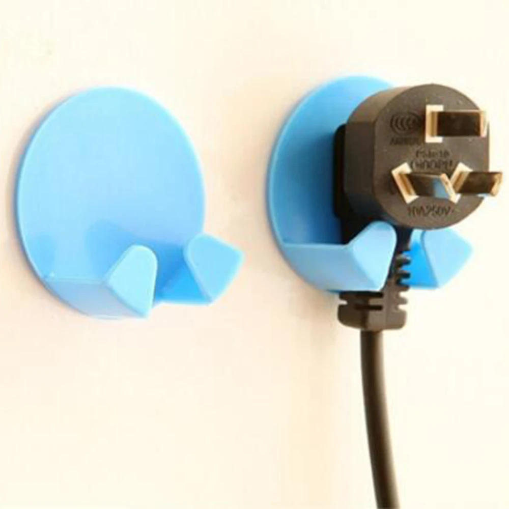 

Power Plug and Socket Hook Hanger Sticky Hook Multi-function Hook Plug Safety Hook no Trace Adhesive Electrical Plug Hook 2pcs