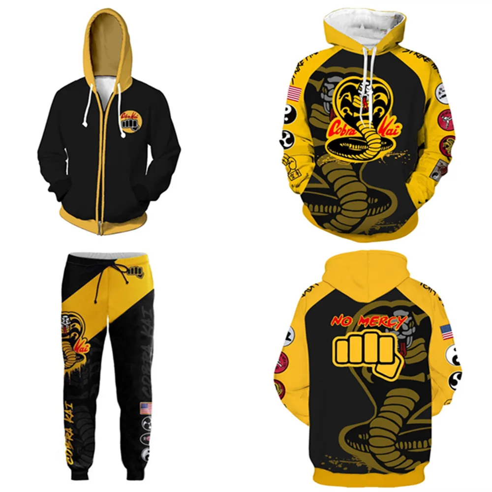 

Movie Cobra Kai Hoodies Cosplay Costume Karate Kid Jackets Cosplay 3D Printing zipper Hoodies Sweatshirts men women sports coat