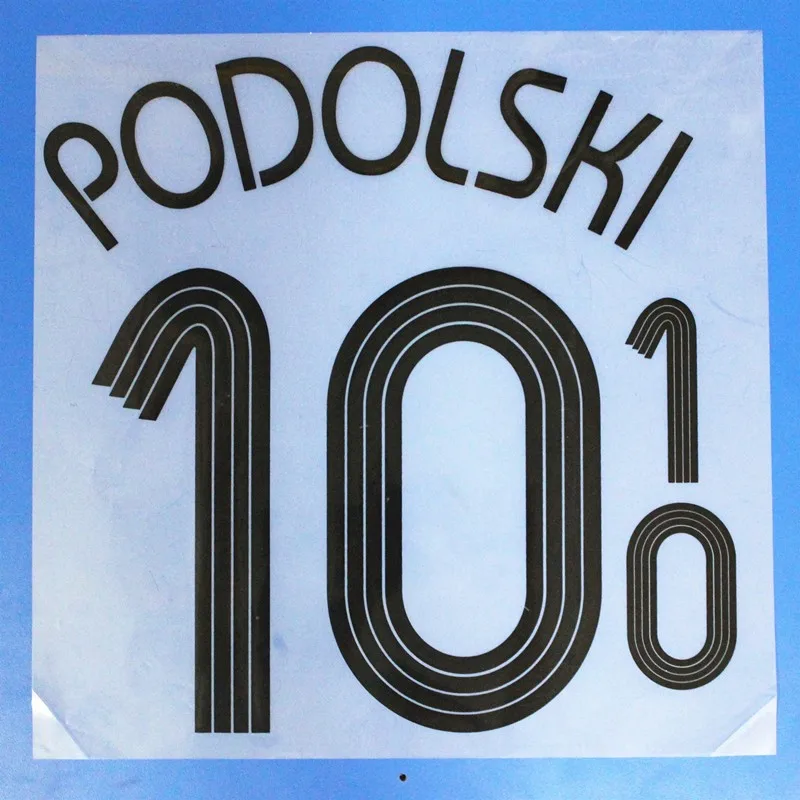 2006 Ретро Германия#10 PODOLSKI напечатаны nameset футбол штамповки патч значок - Цвет: Черный