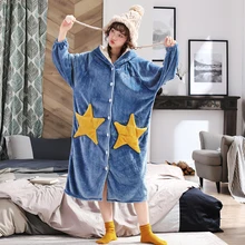 Свободные персональные сгущенные ночные рубашки, зимний халат, женские пижамы, банный фланелевый теплый халат, пижамы для женщин, s халаты, Золотая Бархатная шляпа