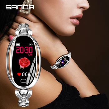 

SANDA E68 Smart Digital Watch Women Oval Jewelry Call Reminder Heart Rate Monitor Calorie Sports Watches Beauty Wristwatch