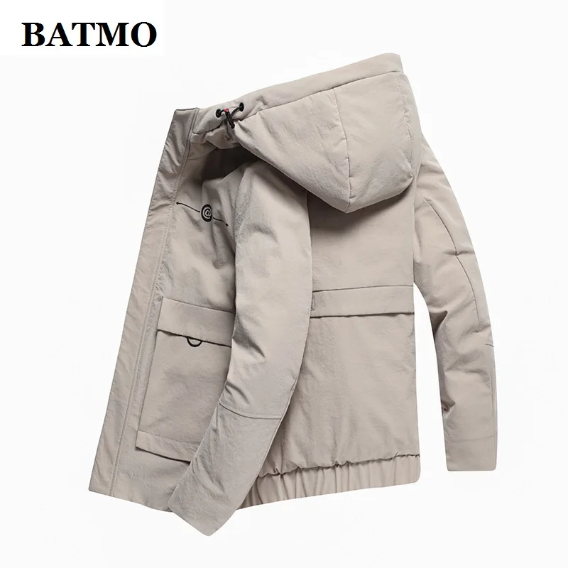 BATMO 80% Белые куртки с капюшоном на утином пуху для мужчин, мужские толстые пуховики, большие размеры M-4XL 96809