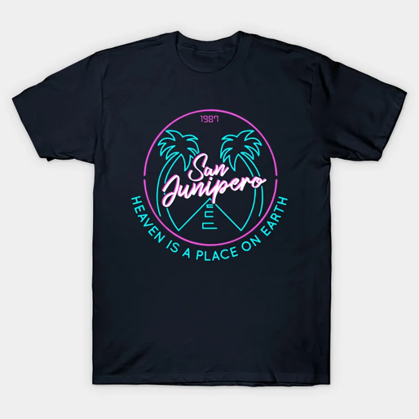 San Junipero/футболка с надписью «Небеса-место на земле», футболка с надписью «San Junipero», отличный подарок для геев, жорков, Сан-джуниперо
