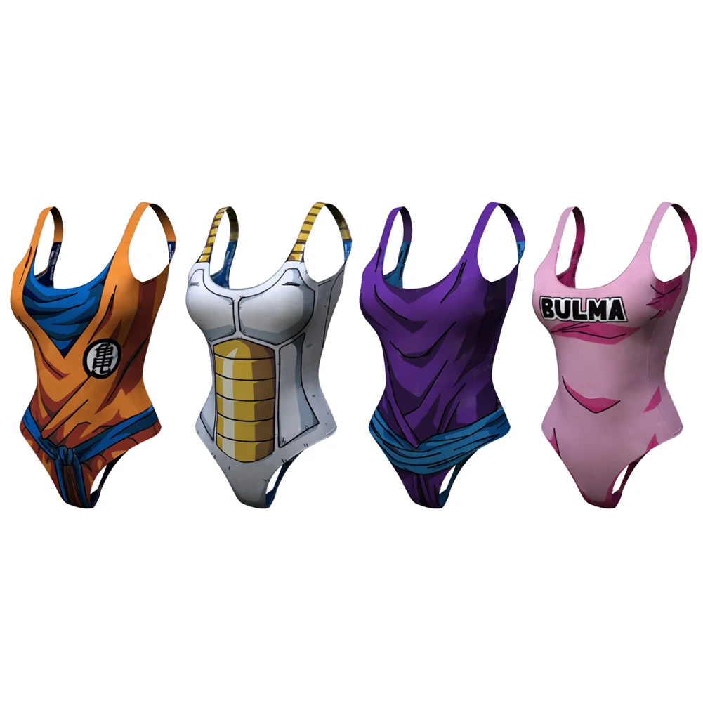 3D Anime Goku Printed Sexy Women Swimwear Push Up One Piece High Waist Bathing Suit Swimsuit Pool Beach wear
