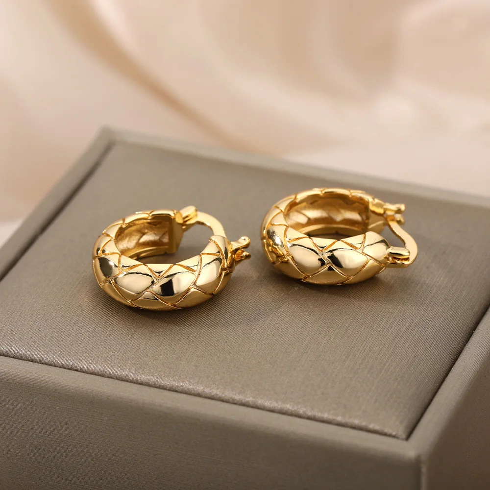 Irregular Round Earrings Stainless Steel Geometric Drop For Women