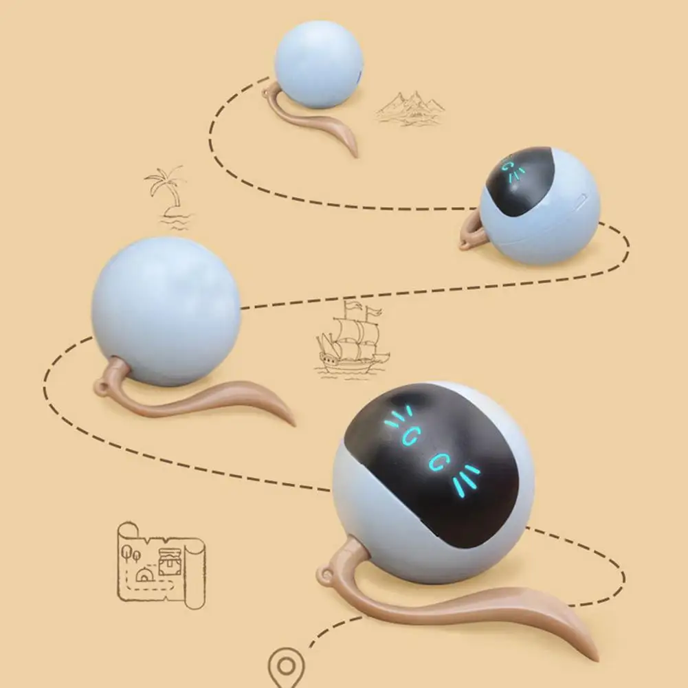 Interactive Electronic Self Rotating Roll Ball with Color-changing Light Smart Cat Toy Pet Cat Toy Automatic USB Ball for Cat
