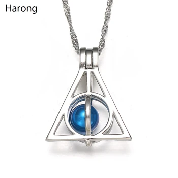 

Triangle Geometric Cage Locket Pearl Necklace Detachable Bead Pendant Choker Stainless Steel Jewelry For Woman Gift Necklaces