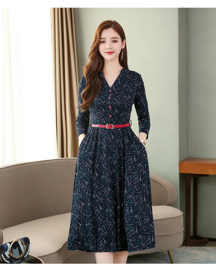 Винтажное Хлопковое платье-миди Boho с принтом; сезон осень-зима; 3XL; большие размеры; платье с длинными рукавами; элегантные женские облегающие вечерние платья