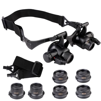 

10X 15X 25X Hands Free Magnifier Loupe Lens LED Glasses Head-Mounted Repair Loupe Wholesale and retail