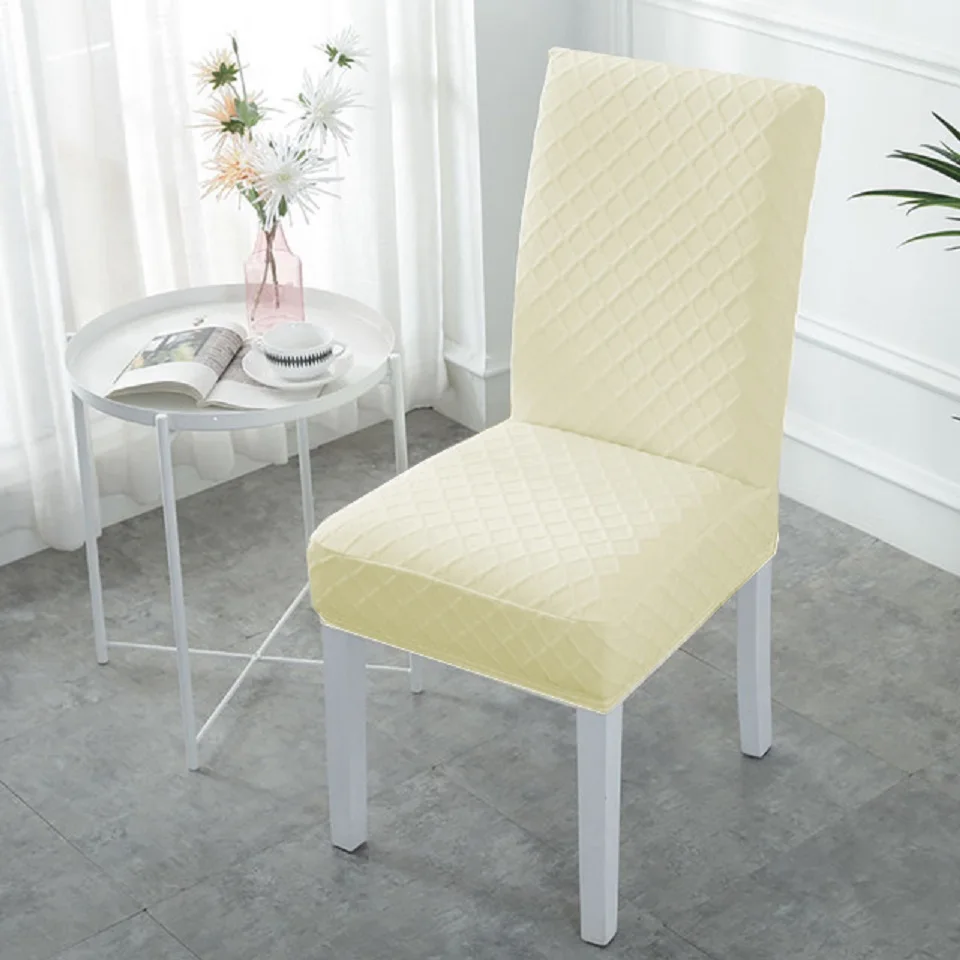 Double-layer Fabric Elastic Chair Cover For Kitchen/Wedding Stretch Chair Covers Spandex Dining Room Chair Cover With Back - Цвет: milky