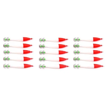 

15Pcs Luminous Vivid Simulation Squid Hook Fishing Tackle Lures Squid Jig Lures with Hook 10.5cm