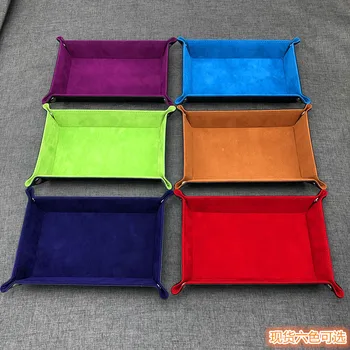 

Foldable Storage Box PU Leather Square Tray for Dice Table Games Key Wallet Coin Box Tray Desktop Storage Box Trays Decor pf9112
