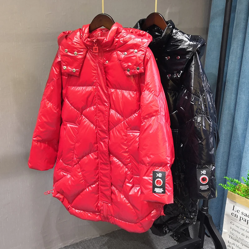 

Women's Winter Long Jacket Hooded Parkas Coat Thick Warm Down Jacket Glossy Waterproof Fashionable Coat Women Oversize Jacket