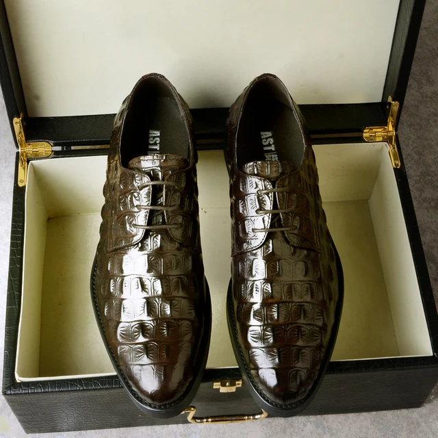 Genuine Leather Crocodile Shoes Men's Apparel Men's Shoes Oxfords color: Black|Burgundy|COFFEE