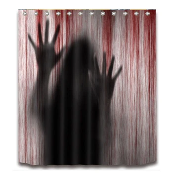 

Halloween Bloody Hands Shower Curtain Bathroom Waterproof Shower Curtain Leaves Printing Curtains for Bathroom Shower