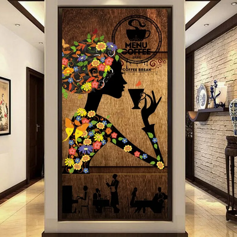 

Drop Ship Custom 3d Wallpaper Vintage Wood Background Beauty Drink Coffee Milk Tea Entrance Cafe Decoration Wallpaper Mural