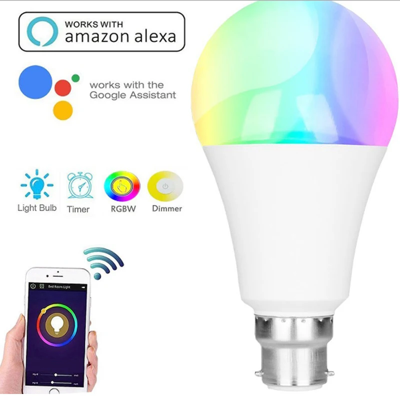 Ceny 12W RGB WiFi inteligentne żarówki led E26 E27 B22 głowica reflektora praca z zadziwieniem alexa echo Google Home voice inteligentny pilot żarówka