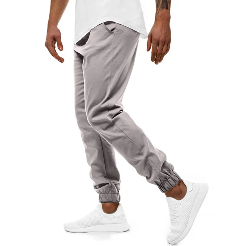 Vogue Pantalon Homme спортивные штаны мужские повседневные Черные Фитнес Бодибилдинг Карманы Кожа полная длина спортивные штаны