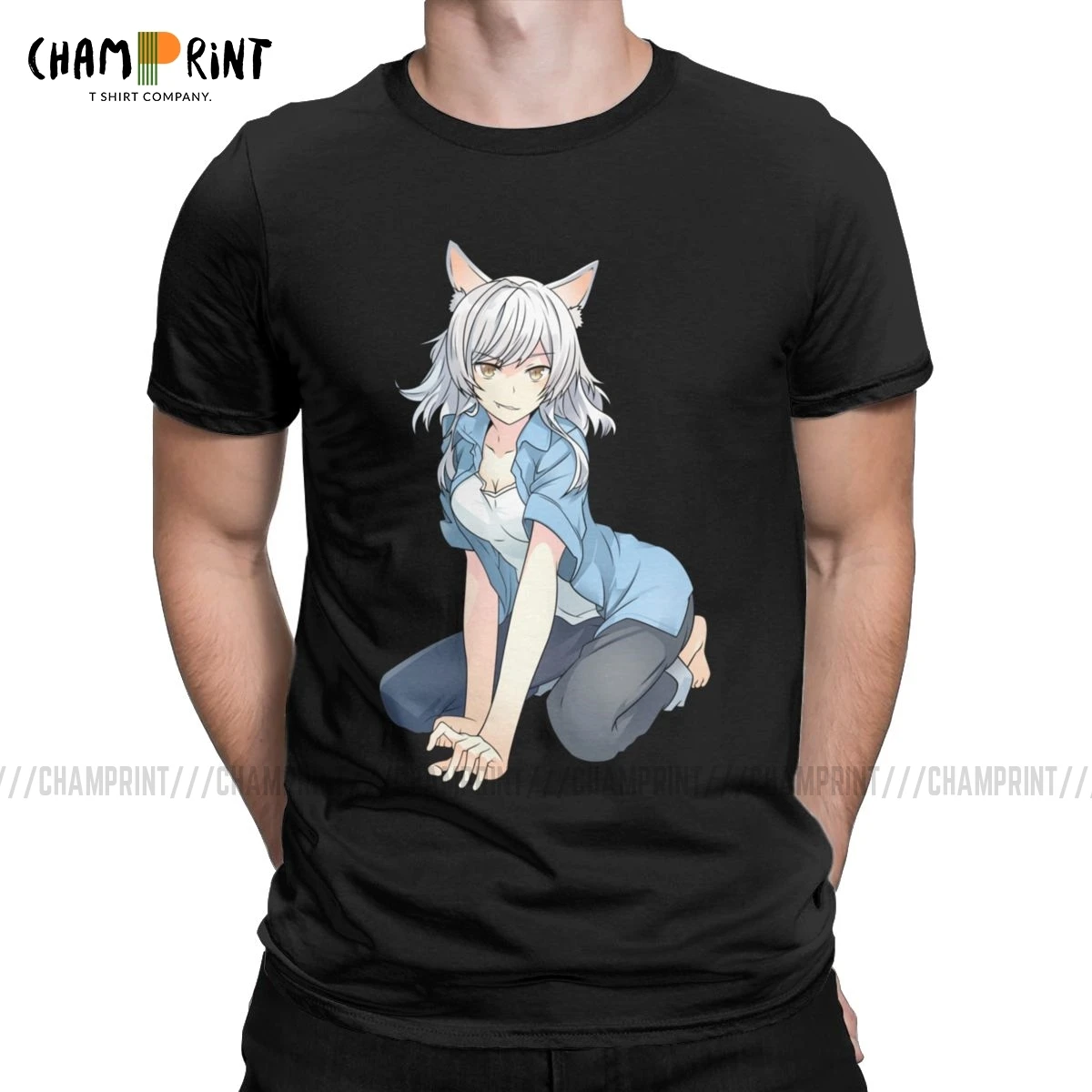 Мужская черная футболка Hanekawa Bakemonogatari с японским аниме одежда из 100% хлопка модная