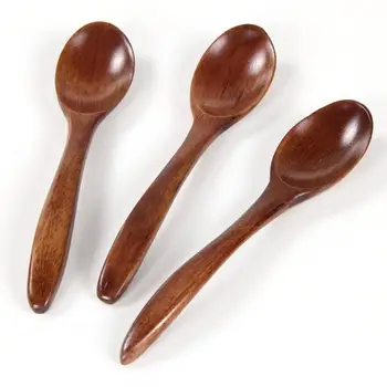 

18cm Natural Wood Environmental Wave Wooden Spoon Small Spoon Honey Spoon Cooking Spoon Kitchen Supplies