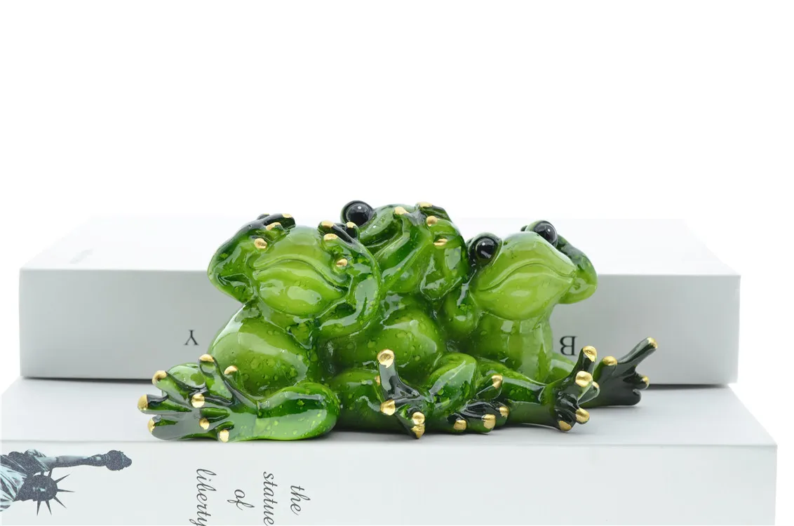 MYBLUE Kawaii Dont Talk Dont Listen Dont Look Frog Figurine Miniature Fairy Garden Nordic Home Room Decoration Accessories