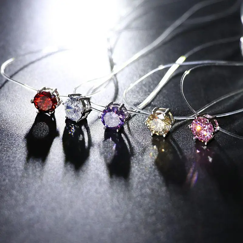 

Hot mermaid tearing stone pendant transparent fishing line invisible ladies wedding necklace clavicle chain Z4R129