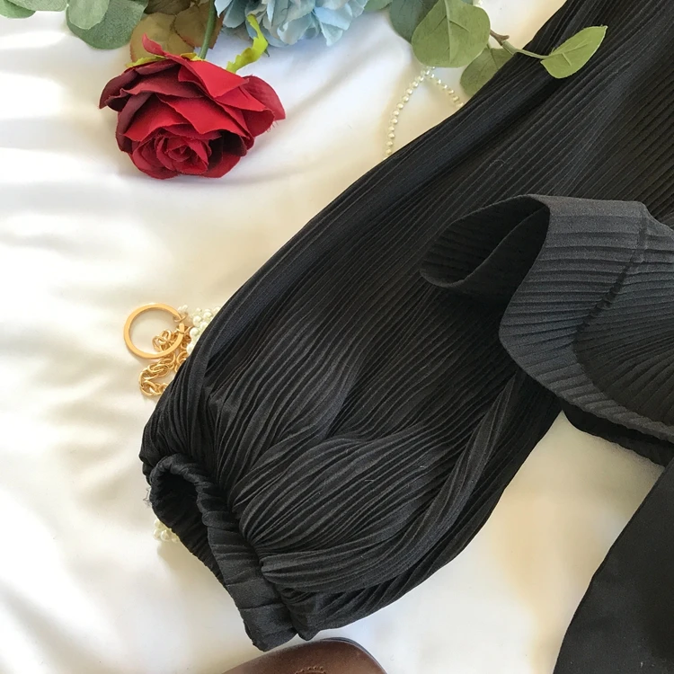 Women Elegant Long Sleeve Blouse Shirt Sexy V Neck Pleated Ruffles Blusa Sashes Vintage Women Blouse Spring Fashion Shirt Top Blusas (27)