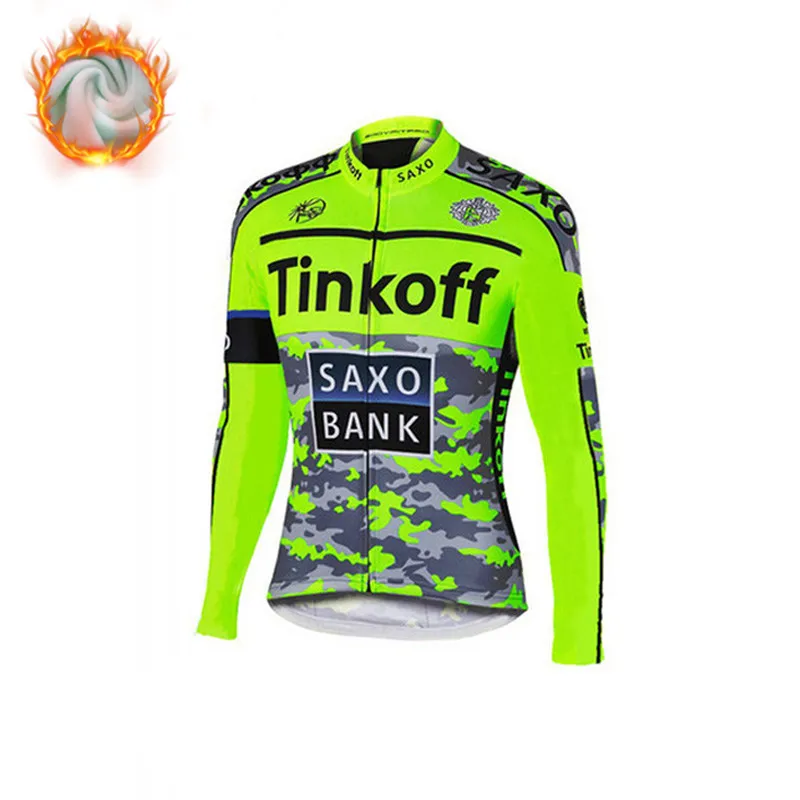 Winter Cycling Shirt Tinkoff зимняя одежда для велоспорта, термальный флисовый комплект для велоспорта, Ropa Bike, MTB, комбинезон, брючный костюм, Майо, Ciclismo Hombre - Цвет: Winter Cycling Shirt