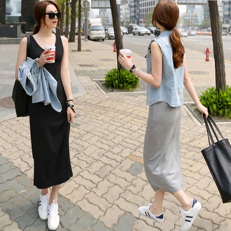 

2019 Summer Korean-style Solid Color Women's Short-sleeved T-shirt Base Women's Dress Women's Dress