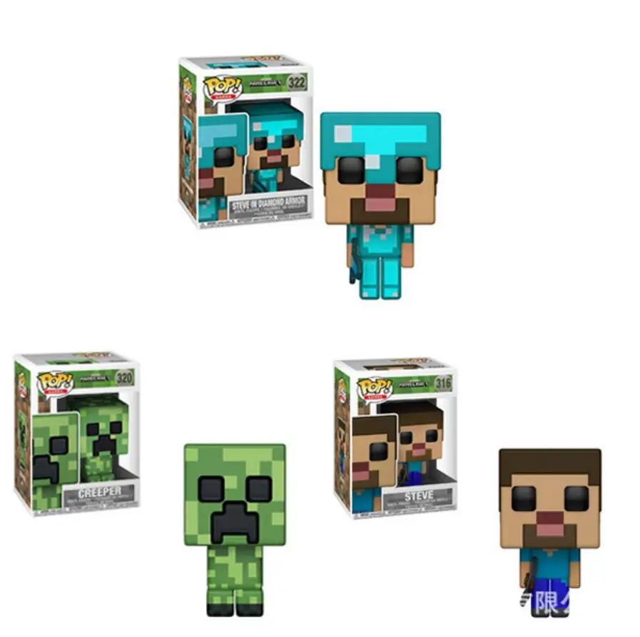 FUNKO POP Minecraft CREEPER Стив в алмазной броне виниловая кукла экшн фигурка коллекционные
