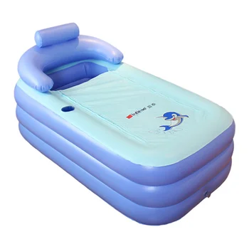 

160 *84* 64cm Blue Large Size PVC Folding Portable Inflatable Bath Bathtub For Adults With Air Pump SPA Household InflatableTub