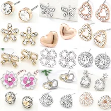 SEIALOY 925 Модный Серебряный горный хрусталь циркониевые серьги для женщин девочек оригинальные золотые серьги с бабочкой из красного дерева Пуссеты Маргаритка