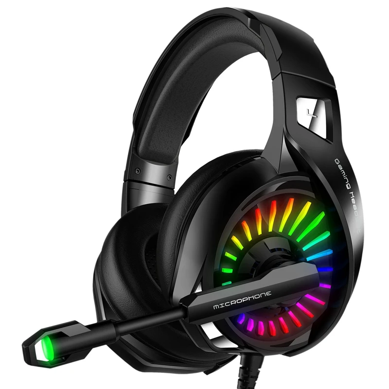 Wired Gaming Headset for Computer PS4 Led Light Gaming Headphones with Mic Adjustable Bass Stereo