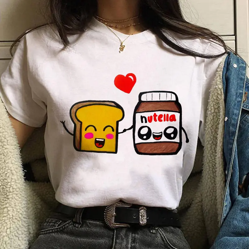 Футболка Nutella женская с забавным принтом Tumblr Повседневная белая футболка модная
