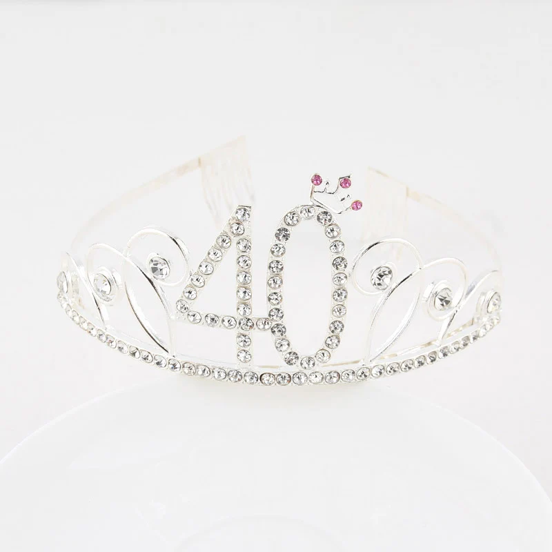 30th 40th 50th 60th 80th Кристалл день рождения тиара Корона для женщин День рождения королева оголовье с днем рождения украшения принадлежности