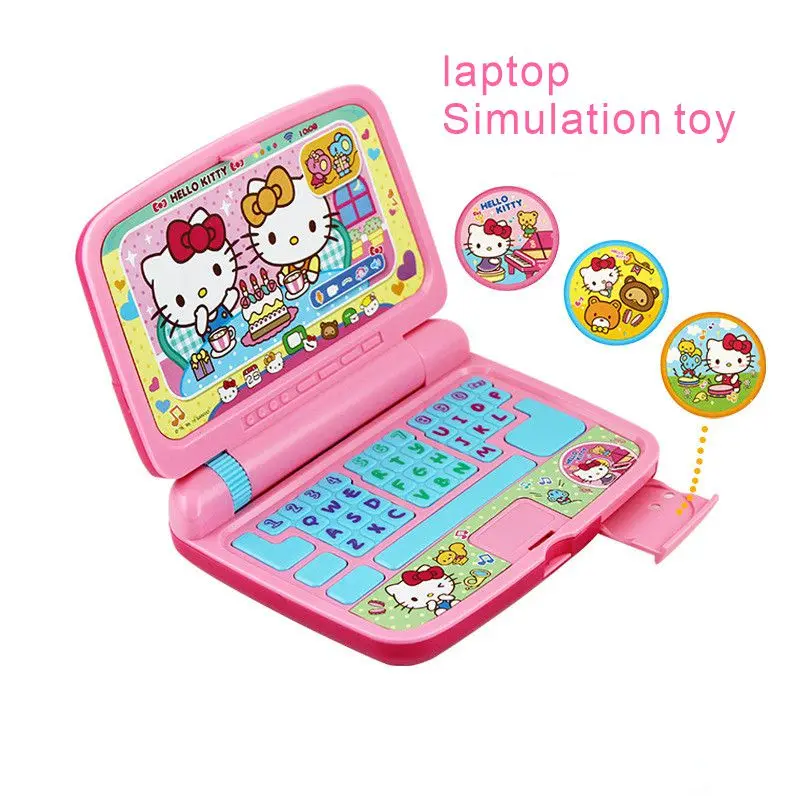 

2020 Pink Hello Kitty Doll Simulation Laptop Boy And Girl Play House Music Sound Puzzle Christmas Children's Toy Birthday Gift
