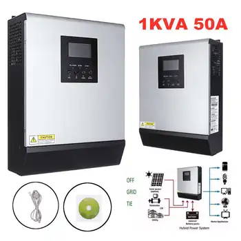 

1KVA Solar Inverter 50A Built-In MPPT PWM Solar Charger Controller LCD Screen Pure Sine Wave Solar Panel Regulator 800W 220V