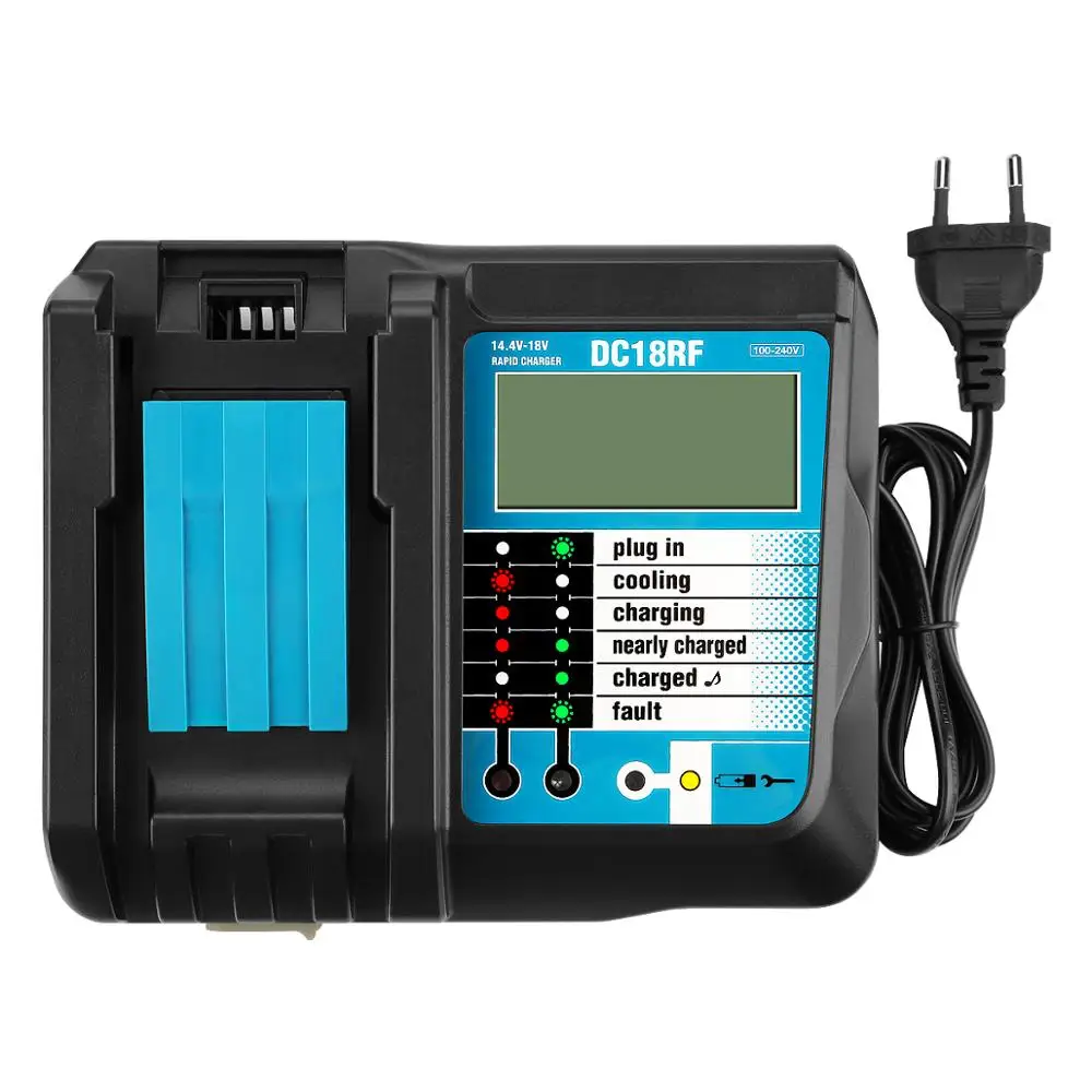 Мощность инструмент Батарея ЖК дисплей Зарядное устройство для Makita DC18RF Li Ion