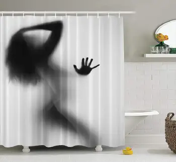 

Sexy Shower Curtain, Woman Behind Textile Curtain Sexy Silhouette Shadow Fabric Bathroom Shower Curtain Polyester Bath Curtain