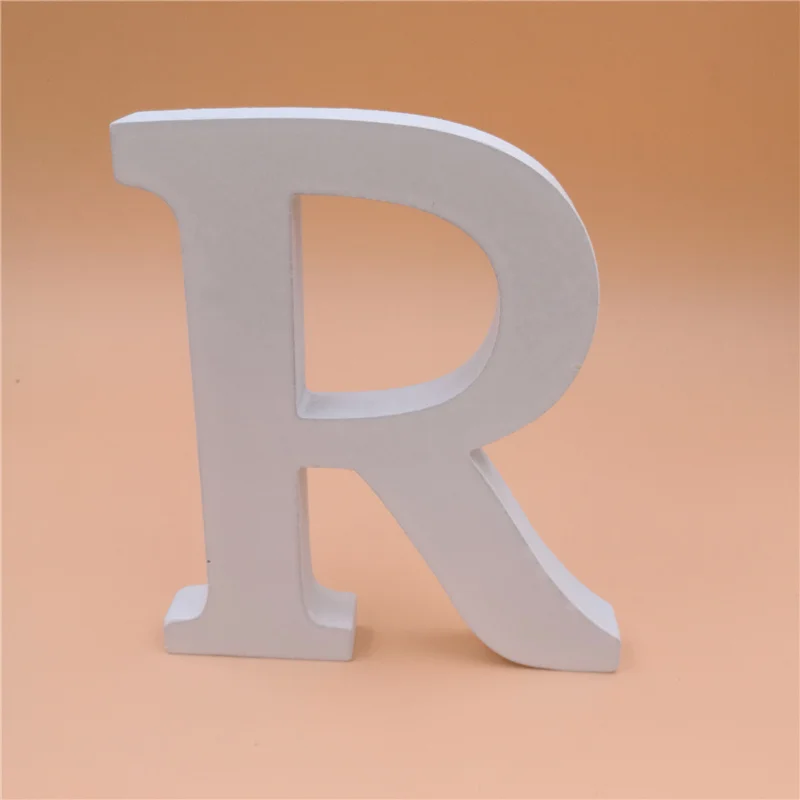 R 1 шт. 15x13,5 см белая деревянная буква Английский алфавит DIY Индивидуальное Имя Дизайн Искусство ремесло отдельно стоящее сердце Свадебный домашний декор - Цвет: R