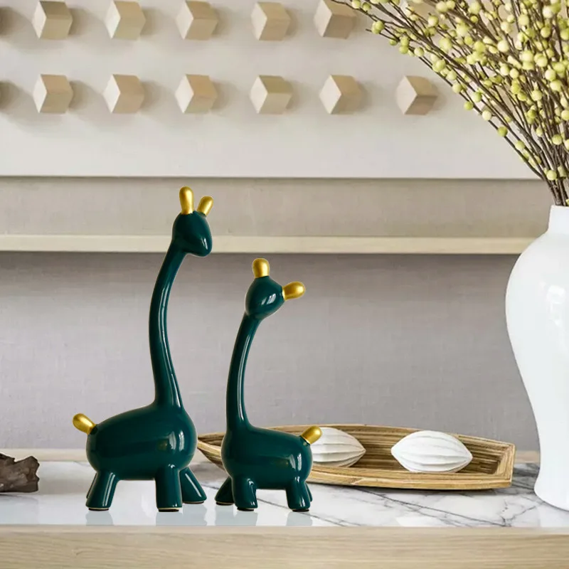 New Year Decoration Home Craft Giraffe Ceramic Emerald-Beryl Holiday Party Living Room Bookshelf Decorative