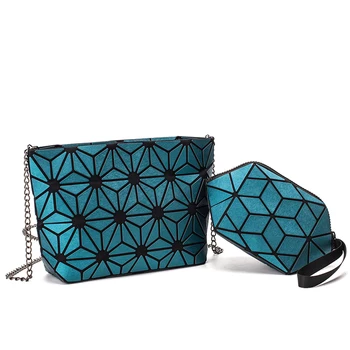 

2020 NEW Fashion make up bag Women chain Shoulde Bags 2 pcs set geometric Matt Crossbody Bags for Women hand clutch