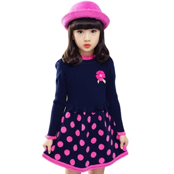 

Dresses For Girls Dot Knitted Sweater Dress For Girls Party Kids Dress Autumn Winter Christmas Clothes For Girl 3 6 8 13 Years